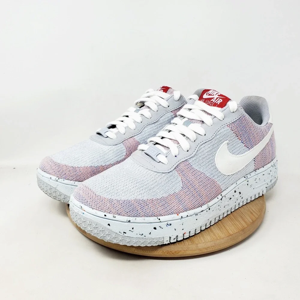 Nike Air Force 1 Crater Flyknit Shoes Mens 10 Grey Lace Up Sneakers